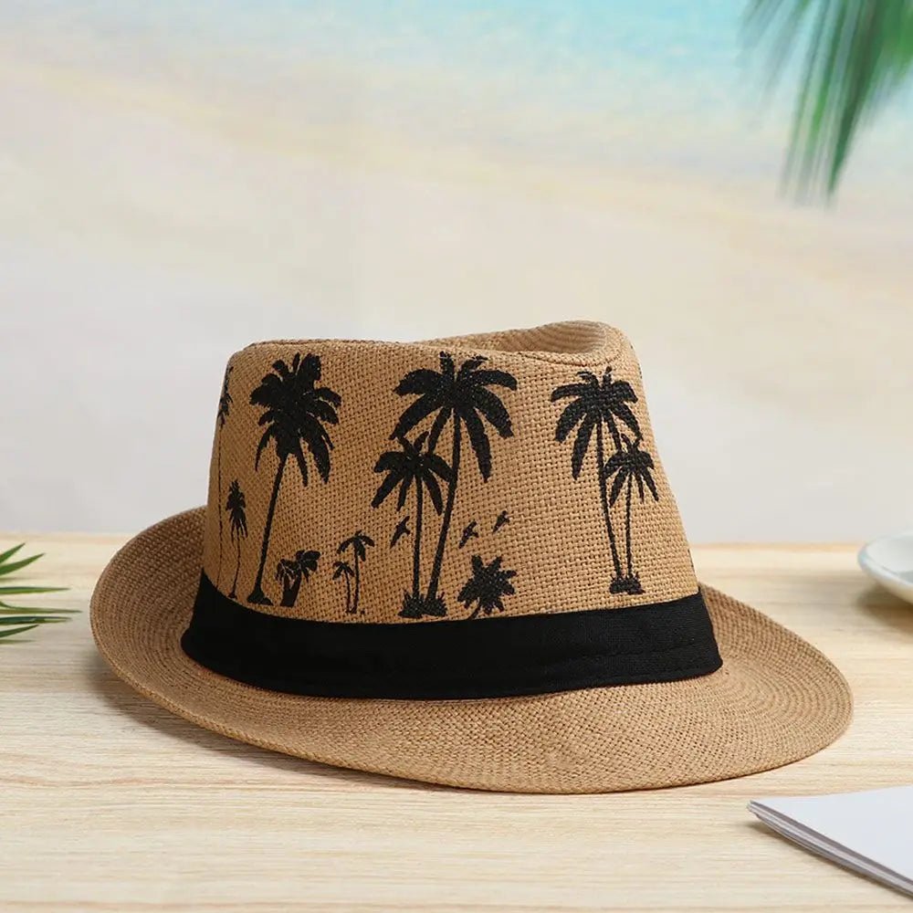Summer Beach Cap Casual Sun Hat Coconut trees pattern men Jazz Hat Spring Summer hat - PratSN