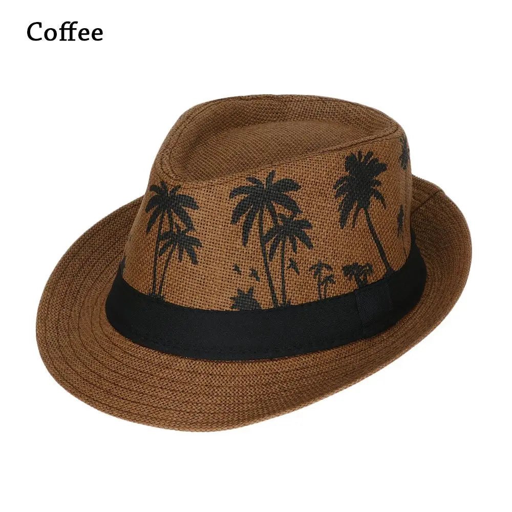 Summer Beach Cap Casual Sun Hat Coconut trees pattern men Jazz Hat Spring Summer hat - PratSN