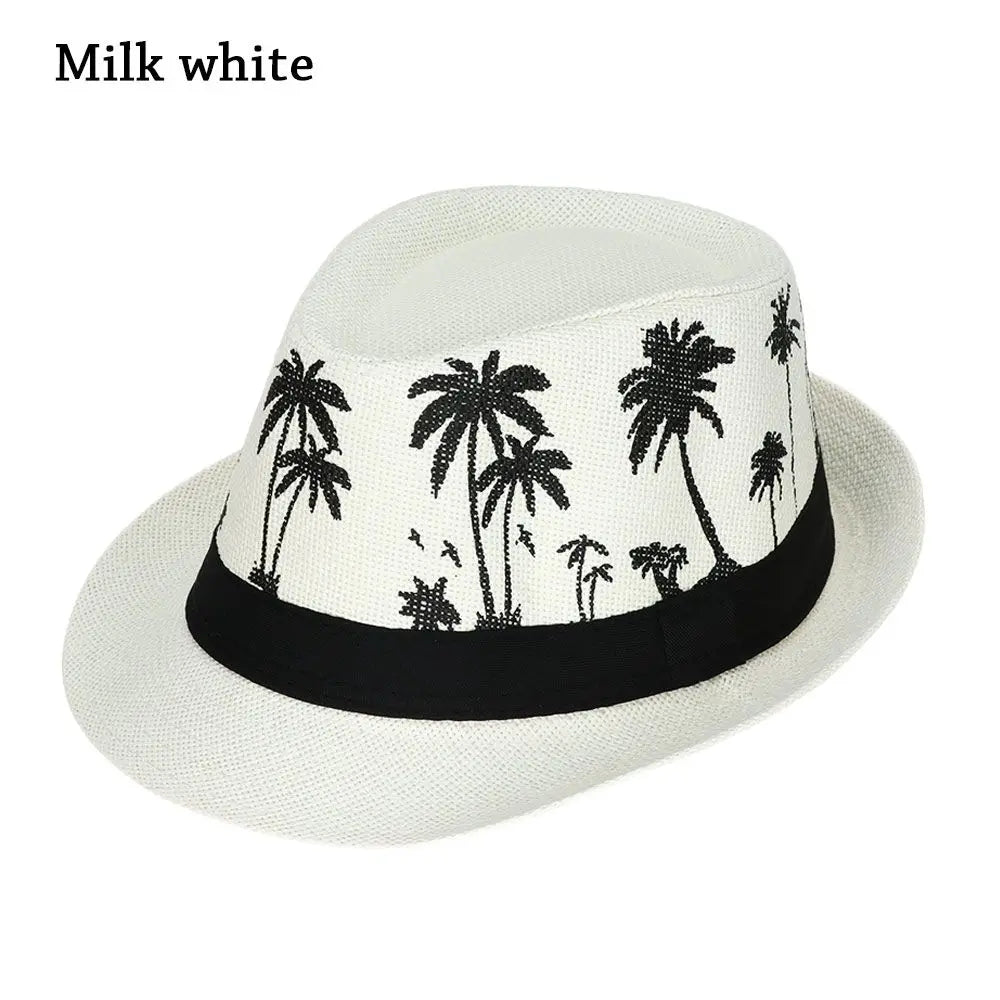 Summer Beach Cap Casual Sun Hat Coconut trees pattern men Jazz Hat Spring Summer hat - PratSN