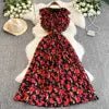 Summer Beach O - Neck Tunic Slim Casual Midi Dress For Women Flying Sleeve Empire Floral Lace Dress - PratSN