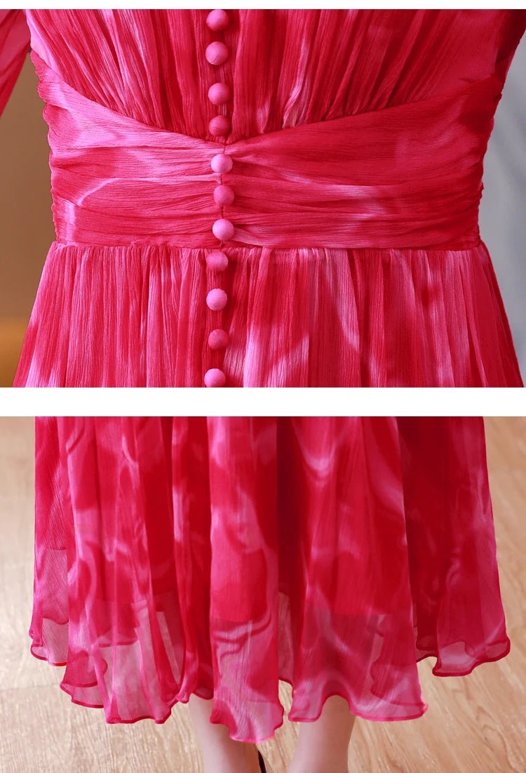 Summer Elegant Loose Red High Quality Maxi Dresses Vintage 4XL Mulberry Silk Dress Women Bodycon Party Robe Femme Vestidos - PratSN