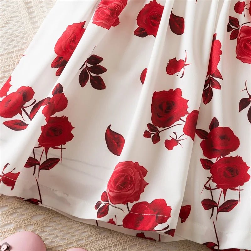 Summer Girls Butterfly Printed Sweet Dress Ruffled Sleeveless Floral Princess Dresses 3 - 8Yrs Children's Birthday Party Clothing - PratSN