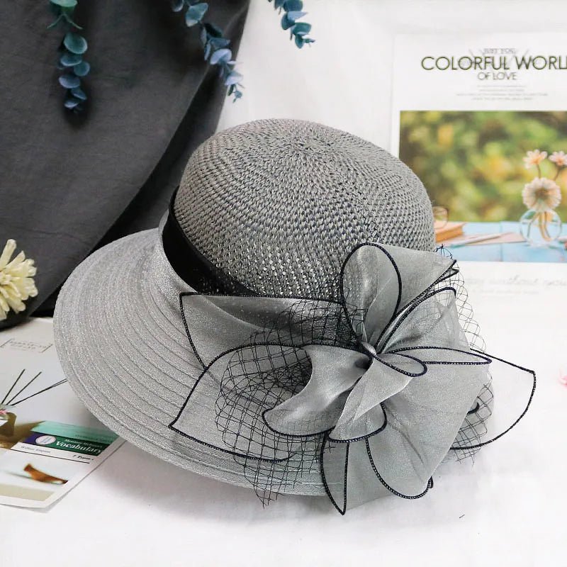 Summer hats for women Organza flower mesh sunshade hat vacation beach hat wide brimmed sun hat Sun protection sombreros de mujer - PratSN