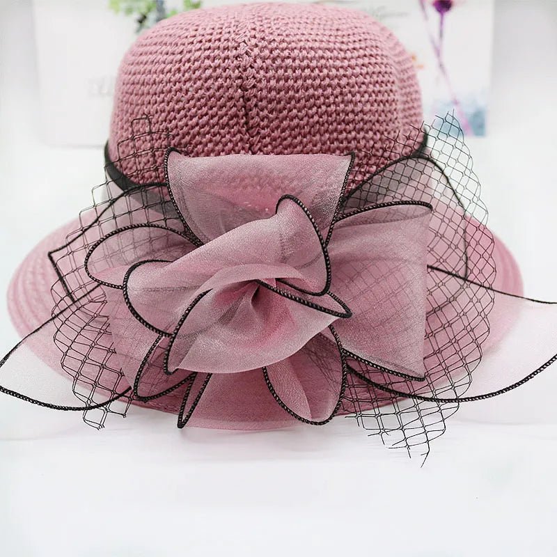 Summer hats for women Organza flower mesh sunshade hat vacation beach hat wide brimmed sun hat Sun protection sombreros de mujer - PratSN