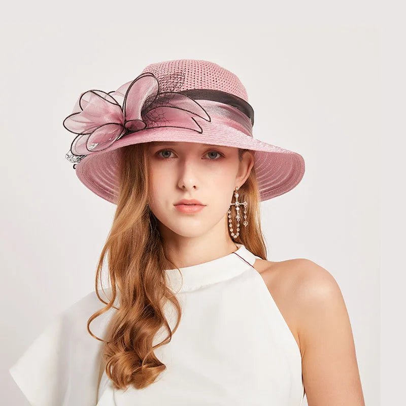Summer hats for women Organza flower mesh sunshade hat vacation beach hat wide brimmed sun hat Sun protection sombreros de mujer - PratSN