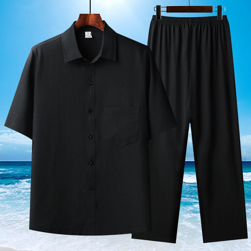 Summer Ice Cotton Short - Sleeved Shirt Set - PratSN