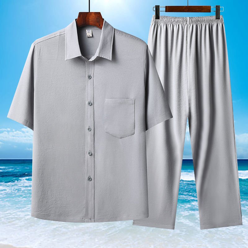 Summer Ice Cotton Short - Sleeved Shirt Set - PratSN