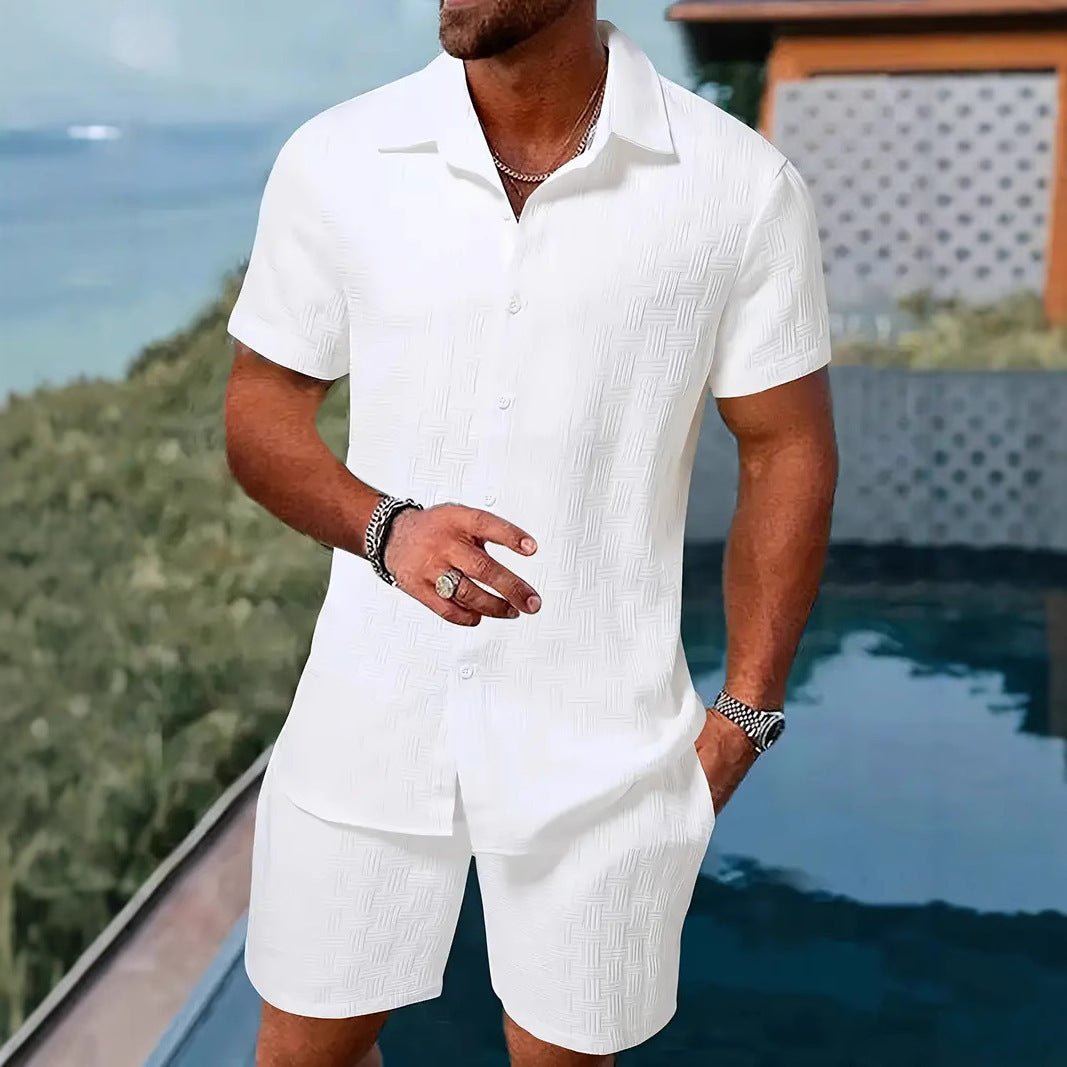 Summer Jacquard Black And White Solid Color Suit - PratSN