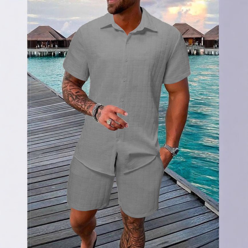 Summer Jacquard Black And White Solid Color Suit - PratSN