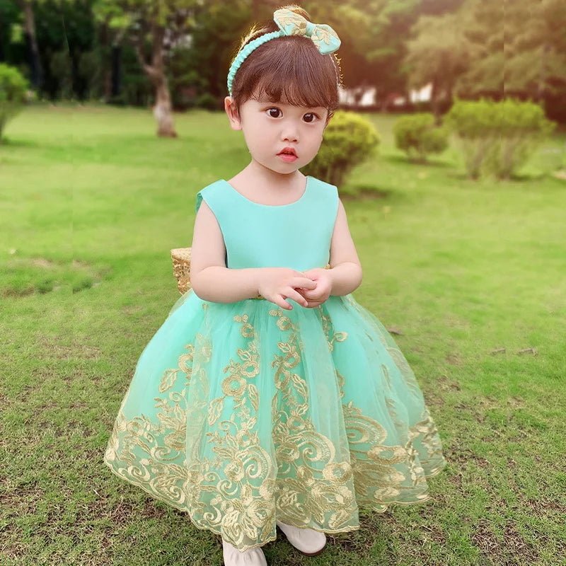 Summer Kids Girls Party Dress Sleeveless Sequins Sashes Princess Dress Wedding Perform Birthday E8557 - PratSN