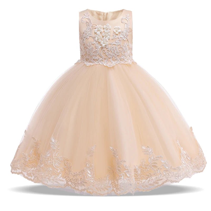 Summer Lace Bow Girls Princess Dress Children Pageant Party Dresses Evening Prom Dresses Vertigos Kids Clothes - PratSN