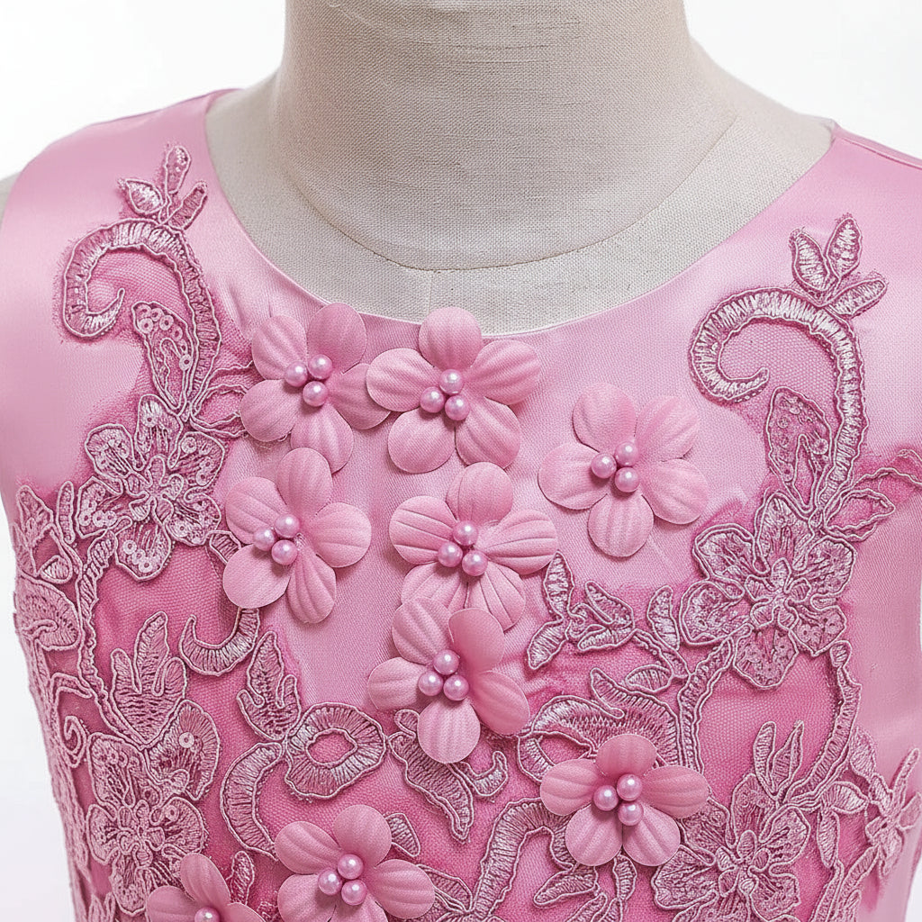 Summer Lace Bow Girls Princess Dress Children Pageant Party Dresses Evening Prom Dresses Vertigos Kids Clothes - PratSN