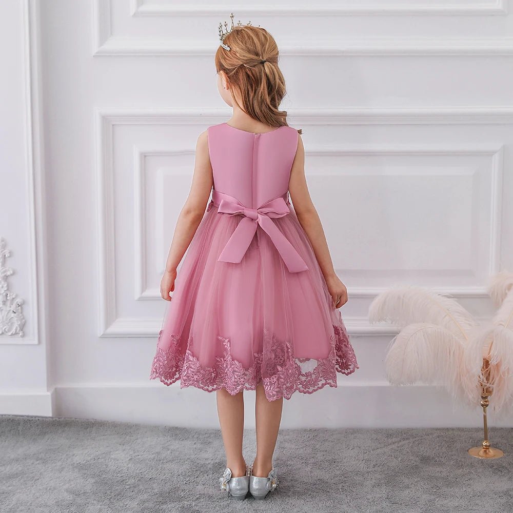 Summer Lace Bow Girls Princess Dress Children Pageant Party Dresses Evening Prom Dresses Vertigos Kids Clothes - PratSN