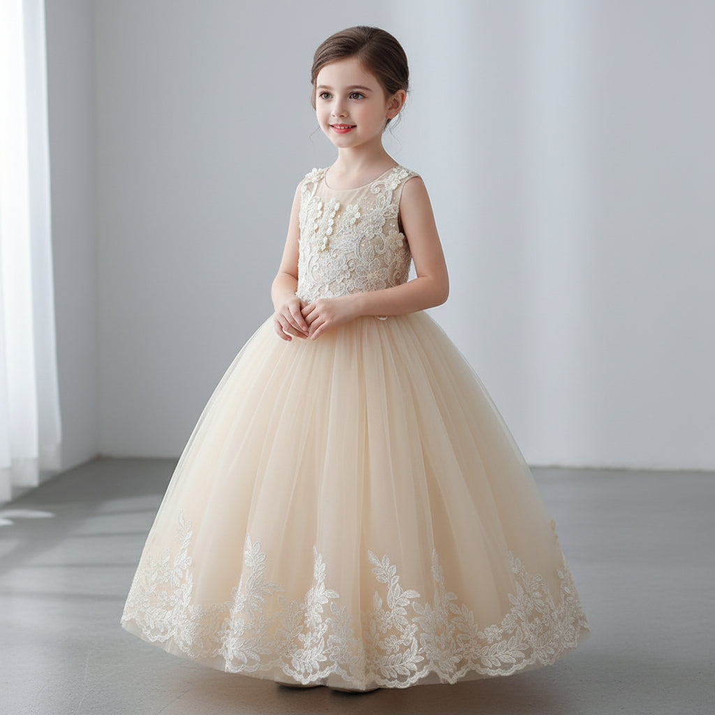 Summer Lace Bow Girls Princess Dress Children Pageant Party Dresses Evening Prom Dresses Vertigos Kids Clothes - PratSN