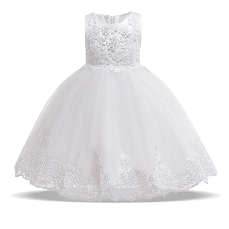 Summer Lace Bow Girls Princess Dress Children Pageant Party Dresses Evening Prom Dresses Vertigos Kids Clothes - PratSN