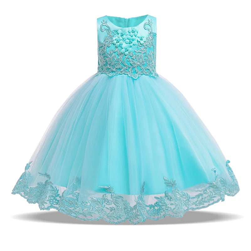 Summer Lace Bow Girls Princess Dress Children Pageant Party Dresses Evening Prom Dresses Vertigos Kids Clothes - PratSN
