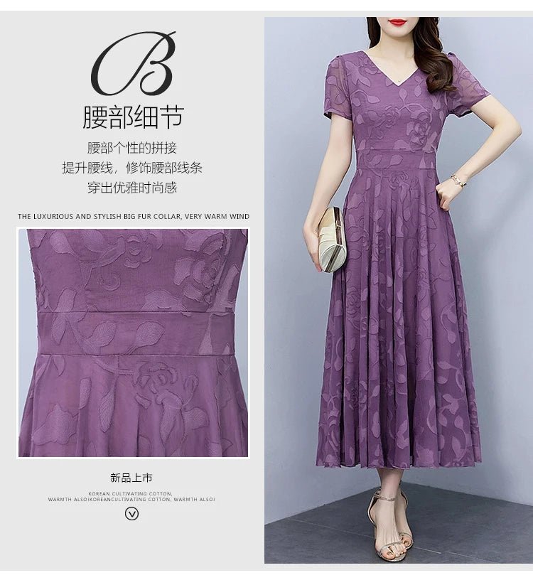 Summer Luxury Chic Prom Party Dress Women Fashion Elegant Bodycon Night Long Vestido 2024 Vintage Solid Casual Chiffon Maxi Robe - PratSN