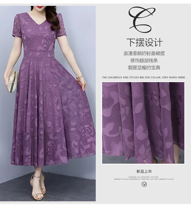 Summer Luxury Chic Prom Party Dress Women Fashion Elegant Bodycon Night Long Vestido 2024 Vintage Solid Casual Chiffon Maxi Robe - PratSN