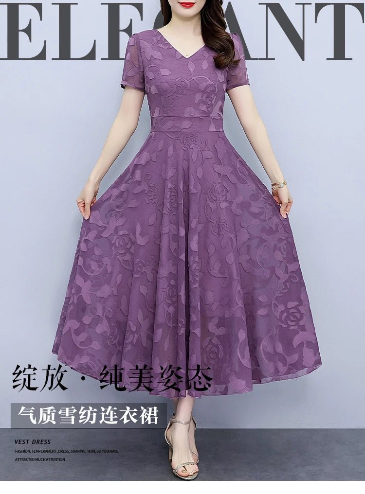Summer Luxury Chic Prom Party Dress Women Fashion Elegant Bodycon Night Long Vestido 2024 Vintage Solid Casual Chiffon Maxi Robe - PratSN