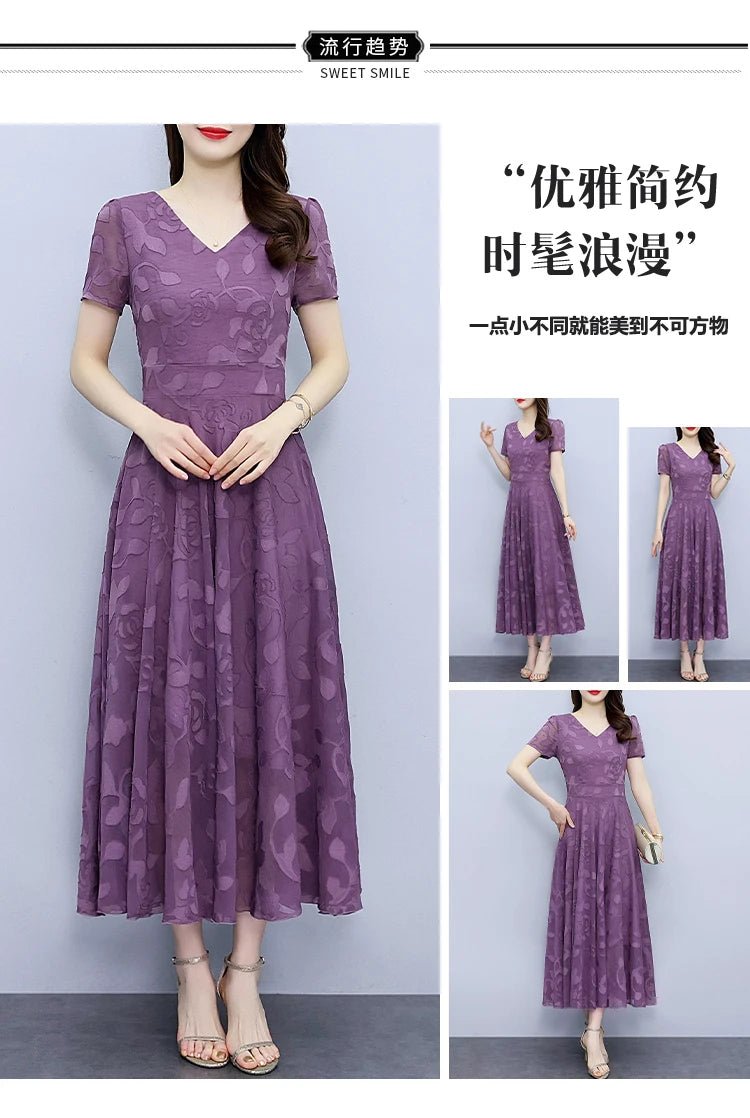 Summer Luxury Chic Prom Party Dress Women Fashion Elegant Bodycon Night Long Vestido 2024 Vintage Solid Casual Chiffon Maxi Robe - PratSN