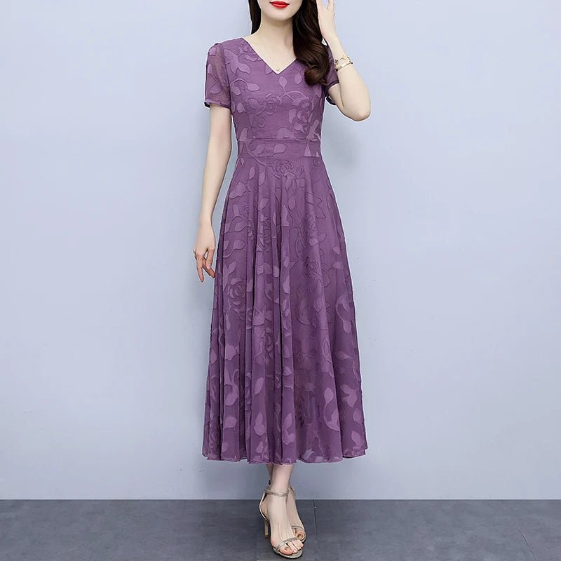 Summer Luxury Chic Prom Party Dress Women Fashion Elegant Bodycon Night Long Vestido 2024 Vintage Solid Casual Chiffon Maxi Robe - PratSN