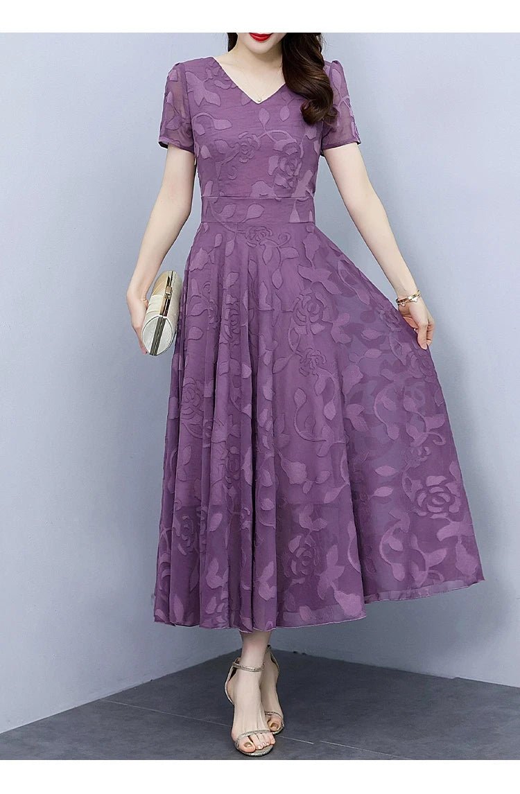 Summer Luxury Chic Prom Party Dress Women Fashion Elegant Bodycon Night Long Vestido 2024 Vintage Solid Casual Chiffon Maxi Robe - PratSN