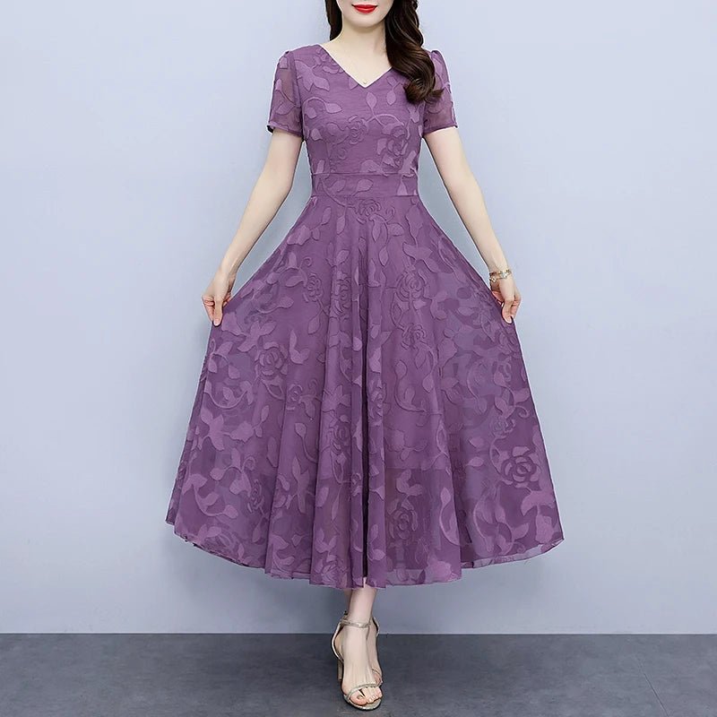 Summer Luxury Chic Prom Party Dress Women Fashion Elegant Bodycon Night Long Vestido 2024 Vintage Solid Casual Chiffon Maxi Robe - PratSN