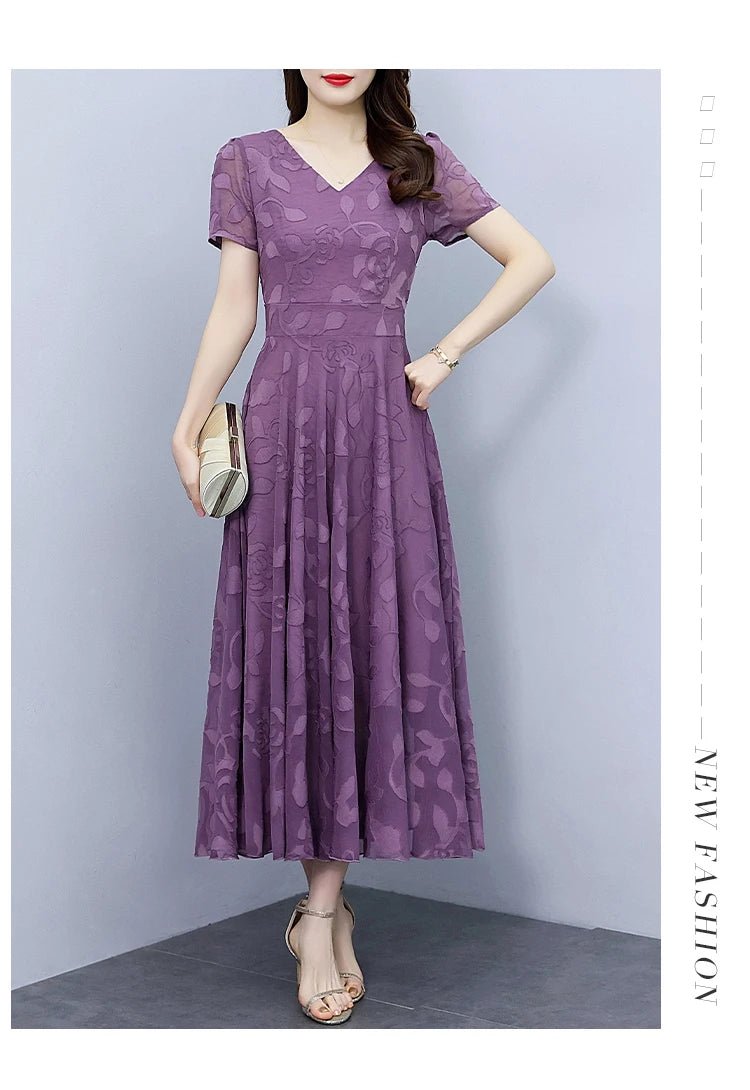 Summer Luxury Chic Prom Party Dress Women Fashion Elegant Bodycon Night Long Vestido 2024 Vintage Solid Casual Chiffon Maxi Robe - PratSN