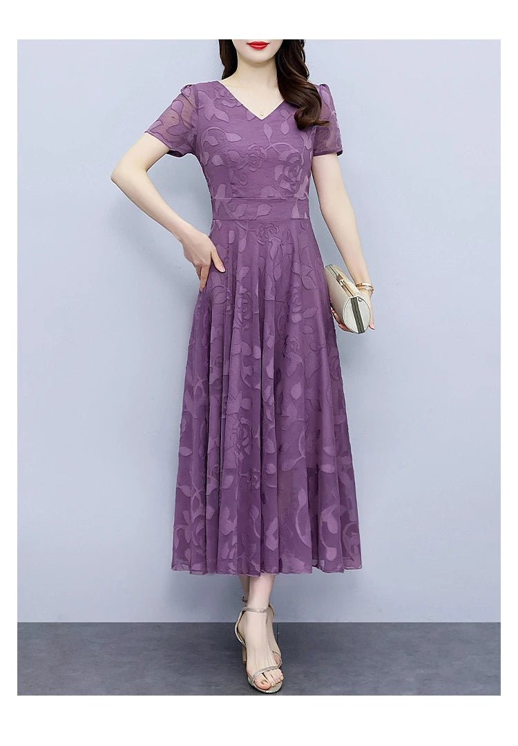 Summer Luxury Chic Prom Party Dress Women Fashion Elegant Bodycon Night Long Vestido 2024 Vintage Solid Casual Chiffon Maxi Robe - PratSN