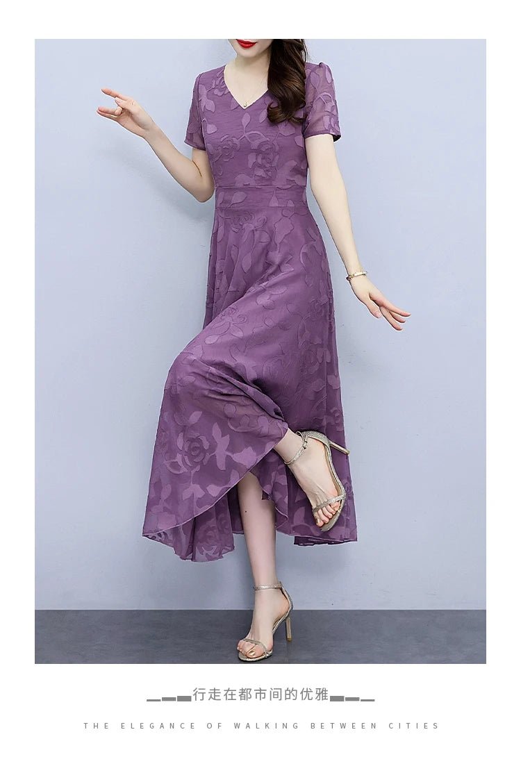Summer Luxury Chic Prom Party Dress Women Fashion Elegant Bodycon Night Long Vestido 2024 Vintage Solid Casual Chiffon Maxi Robe - PratSN