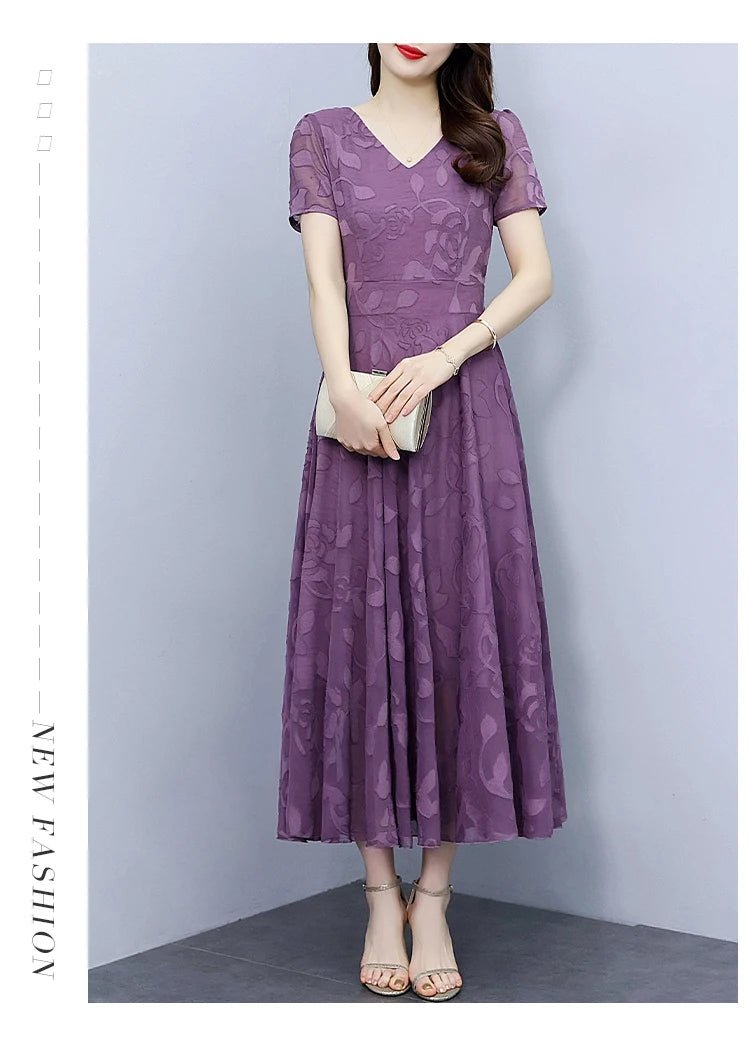 Summer Luxury Chic Prom Party Dress Women Fashion Elegant Bodycon Night Long Vestido 2024 Vintage Solid Casual Chiffon Maxi Robe - PratSN