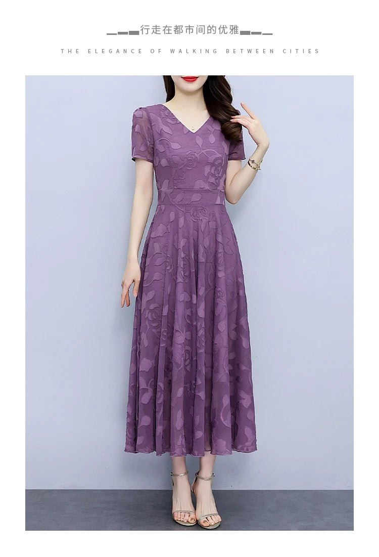 Summer Luxury Chic Prom Party Dress Women Fashion Elegant Bodycon Night Long Vestido 2024 Vintage Solid Casual Chiffon Maxi Robe - PratSN