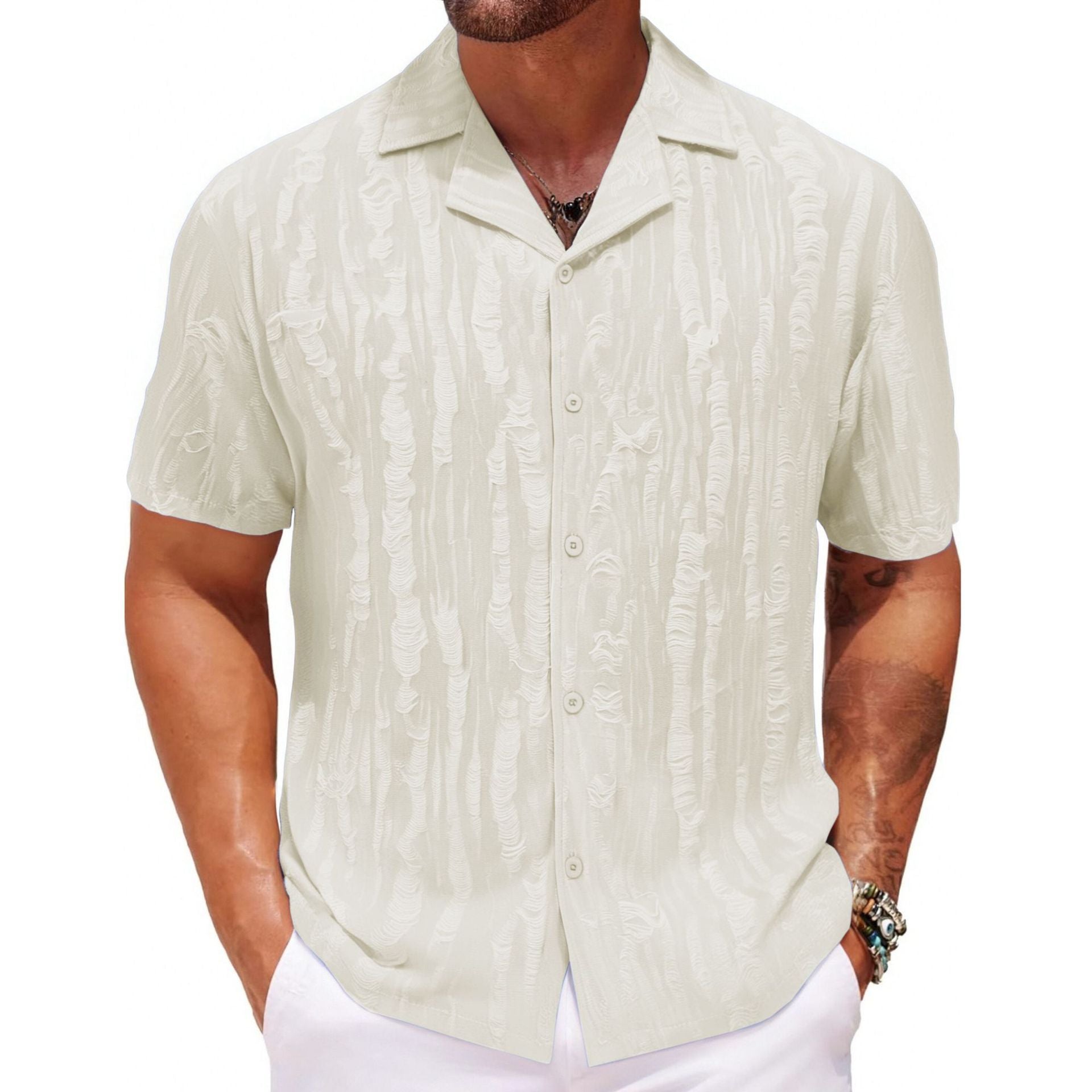 Summer Men's Shirt Cuban Collar - PratSN