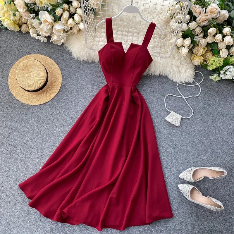 Summer Robe 2026 Dress Women V Neck Long Party Dresses Sexy Tank Backless Spaghetti Strap Maxi Female Holiday Vestidos - PratSN