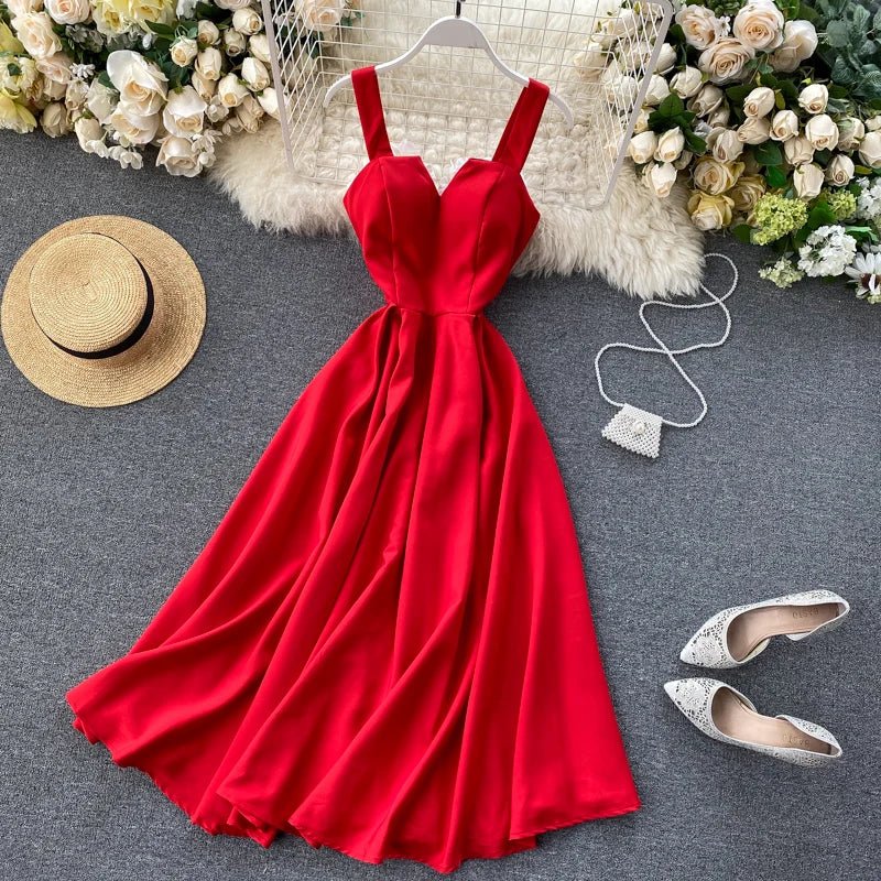 Summer Robe 2026 Dress Women V Neck Long Party Dresses Sexy Tank Backless Spaghetti Strap Maxi Female Holiday Vestidos - PratSN