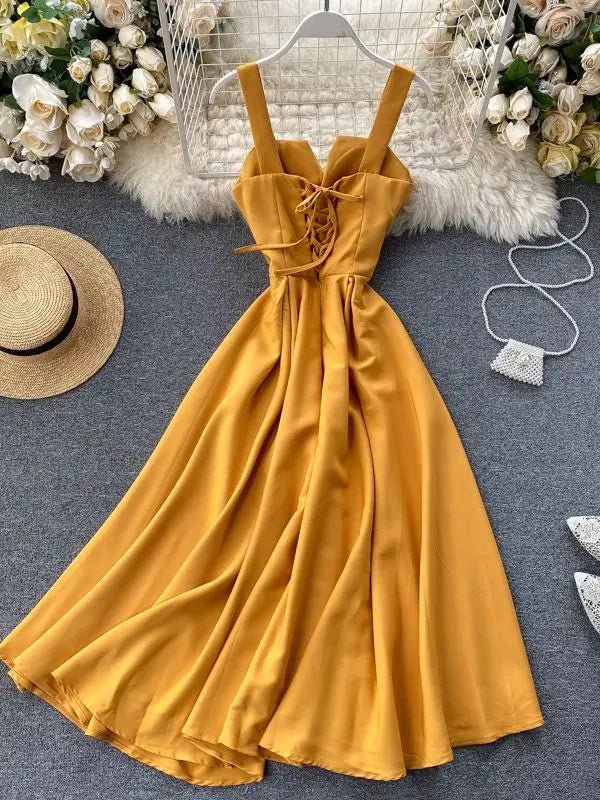 Summer Robe 2026 Dress Women V Neck Long Party Dresses Sexy Tank Backless Spaghetti Strap Maxi Female Holiday Vestidos - PratSN