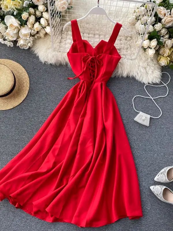 Summer Robe 2026 Dress Women V Neck Long Party Dresses Sexy Tank Backless Spaghetti Strap Maxi Female Holiday Vestidos - PratSN