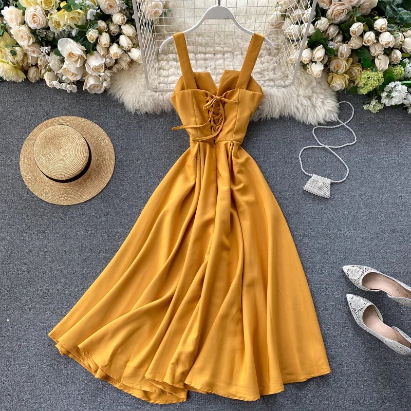 Summer Robe 2026 Dress Women V Neck Long Party Dresses Sexy Tank Backless Spaghetti Strap Maxi Female Holiday Vestidos - PratSN