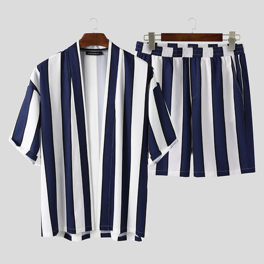 Summer Short Men's Striped Beach Pajamas Suit - PratSN