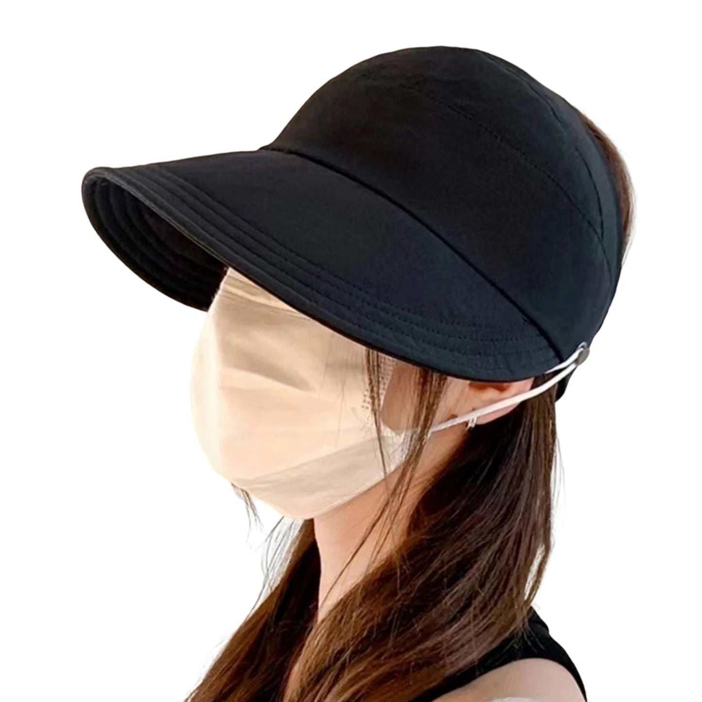 Summer Sun Hats for women Adjustable Large Brim Breathable Ponytail Empty Top Casual Beach Hat for Outdoor Sports Hiking Travel - PratSN