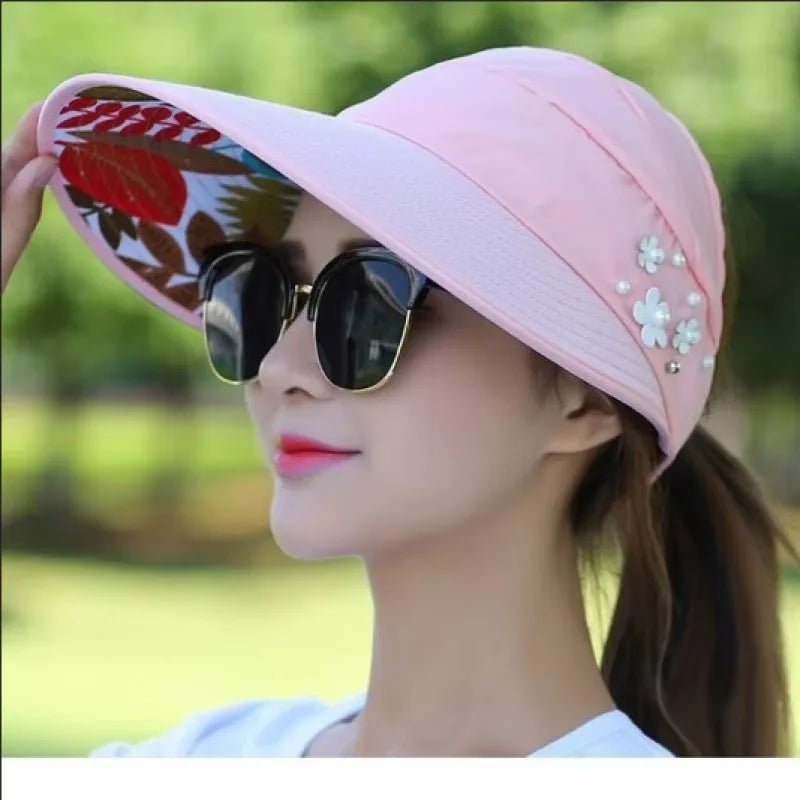 Summer Sun Protection Folding Sun Hat For Women Wide Brim Cap Ladies Beach Visor Hat Girl Holiday UV Protection Sun Hat - PratSN