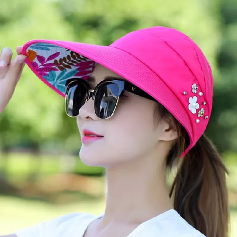Summer Sun Protection Folding Sun Hat For Women Wide Brim Cap Ladies Beach Visor Hat Girl Holiday UV Protection Sun Hat - PratSN