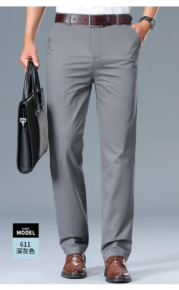 Summer Thin Men's Slim Suit Pants Fashion Business Casual Pants Cotton Green Black Khaki Trousers Male Brand Clothing 29 - 42 - PratSN