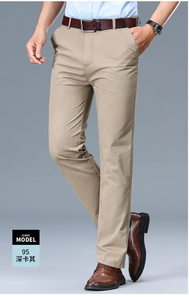 Summer Thin Men's Slim Suit Pants Fashion Business Casual Pants Cotton Green Black Khaki Trousers Male Brand Clothing 29 - 42 - PratSN