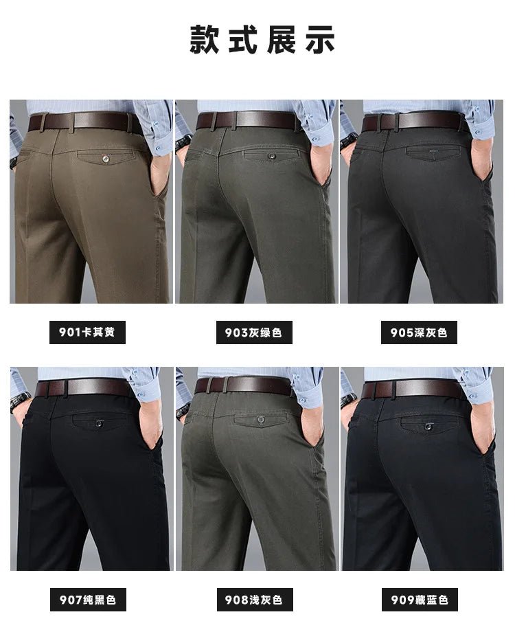 Summer Thin Men's Slim Suit Pants Fashion Business Casual Pants Cotton Green Black Khaki Trousers Male Brand Clothing 29 - 42 - PratSN