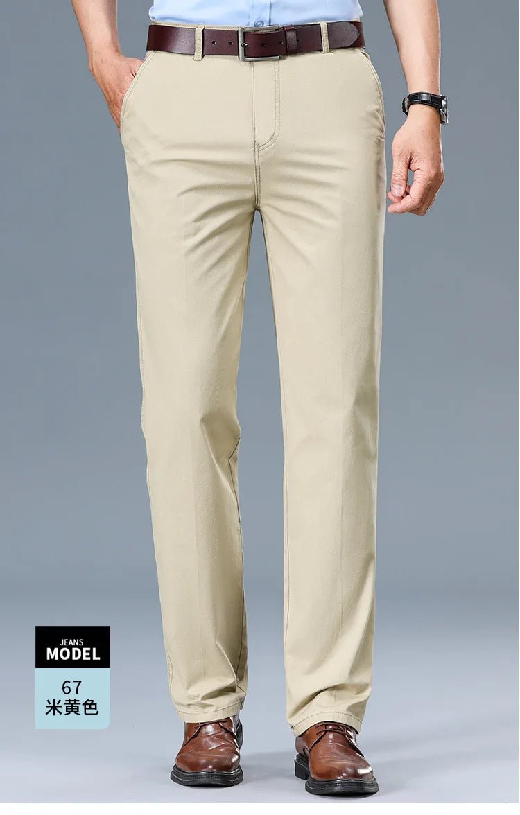 Summer Thin Men's Slim Suit Pants Fashion Business Casual Pants Cotton Green Black Khaki Trousers Male Brand Clothing 29 - 42 - PratSN