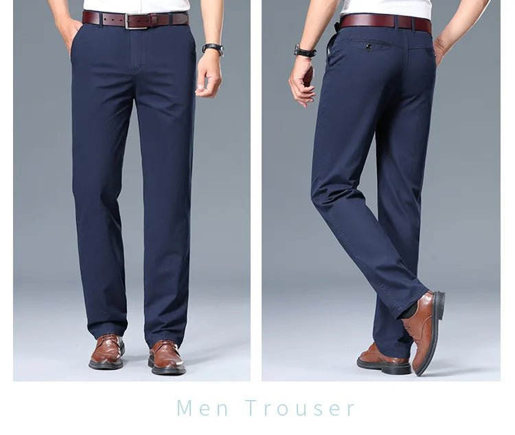 Summer Thin Men's Slim Suit Pants Fashion Business Casual Pants Cotton Green Black Khaki Trousers Male Brand Clothing 29 - 42 - PratSN