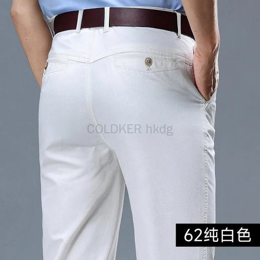 Summer Thin Men's Slim Suit Pants Fashion Business Casual Pants Cotton Green Black Khaki Trousers Male Brand Clothing 29 - 42 - PratSN