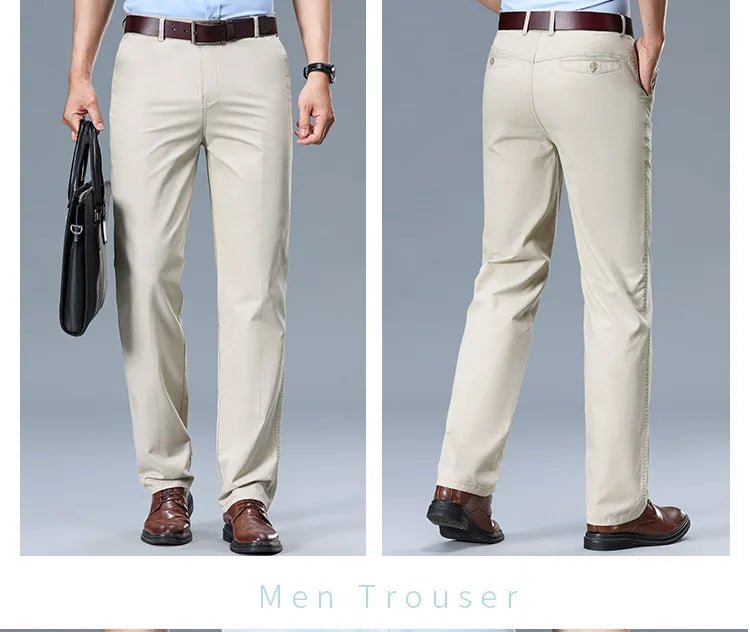 Summer Thin Men's Slim Suit Pants Fashion Business Casual Pants Cotton Green Black Khaki Trousers Male Brand Clothing 29 - 42 - PratSN