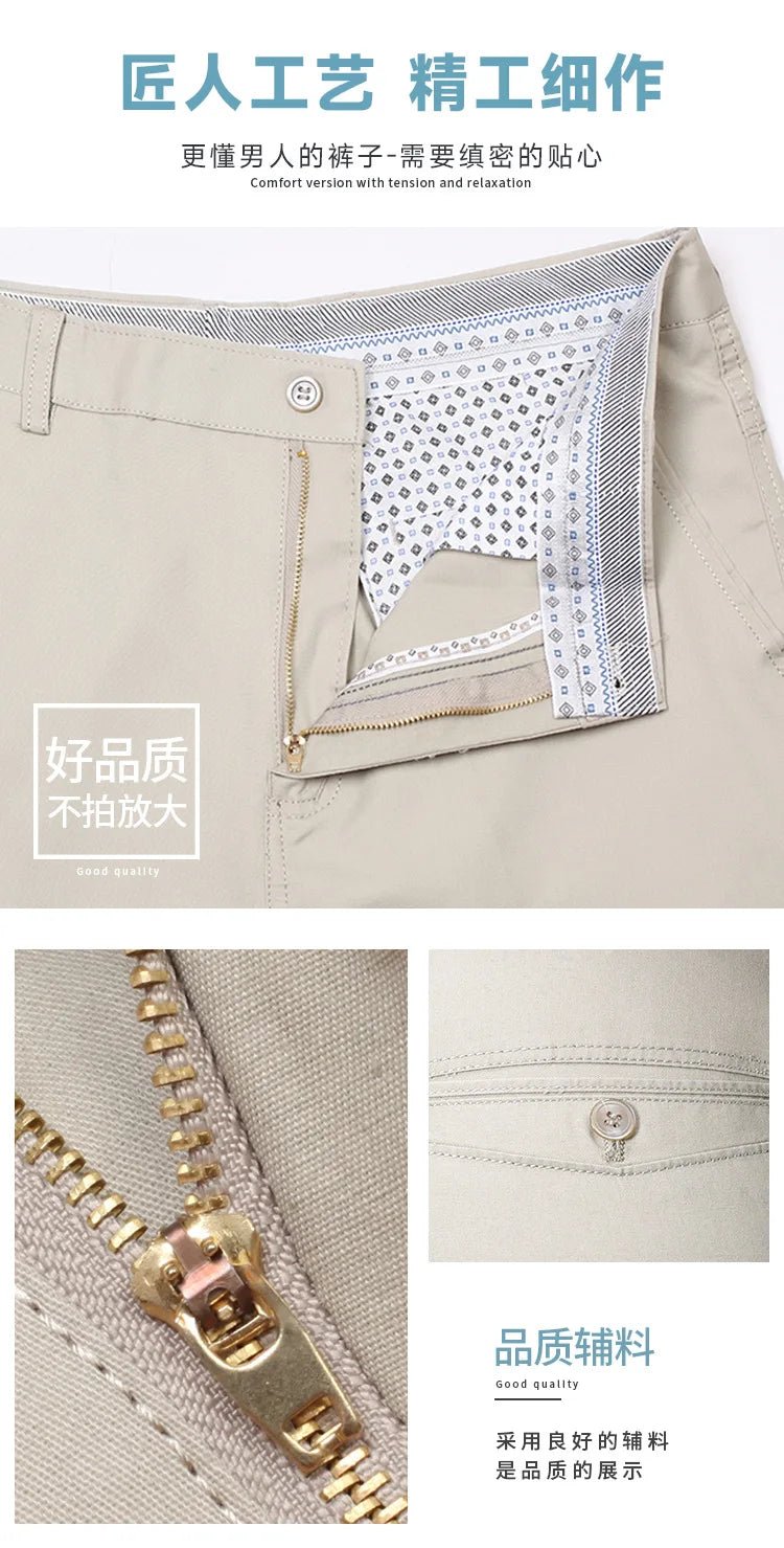 Summer Thin Men's Slim Suit Pants Fashion Business Casual Pants Cotton Green Black Khaki Trousers Male Brand Clothing 29 - 42 - PratSN